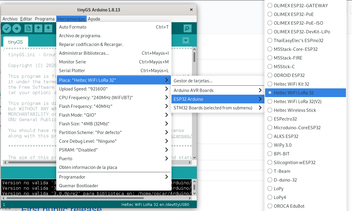 Select board on Arduino IDE