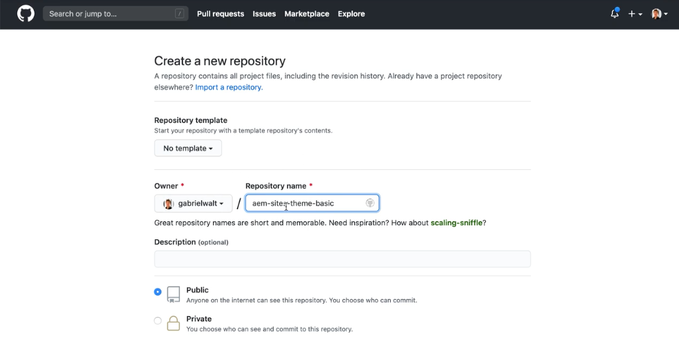 Create a new repository