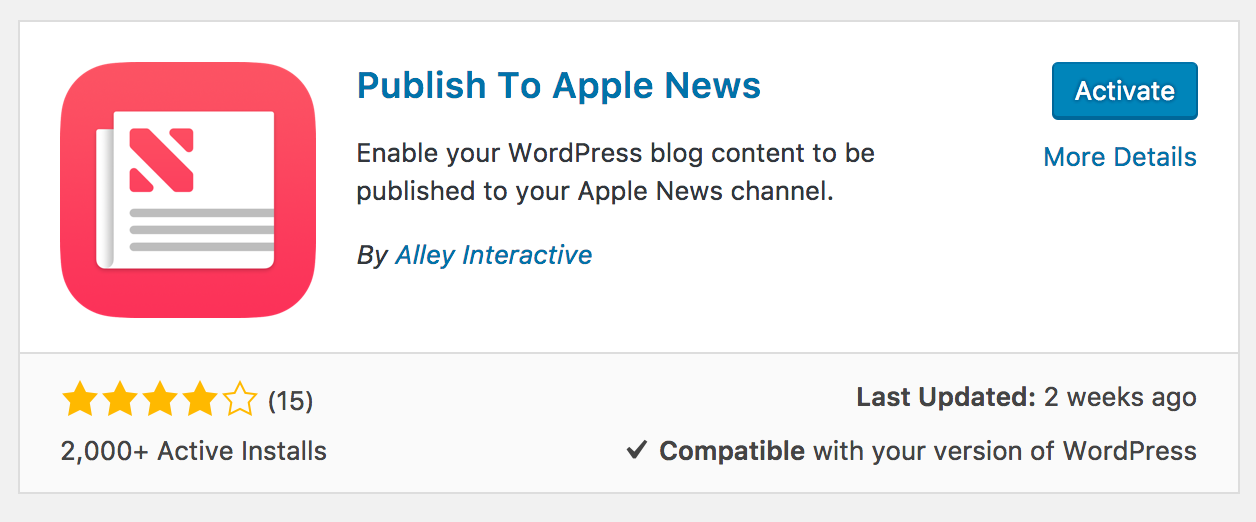 Activate Publish to Apple News