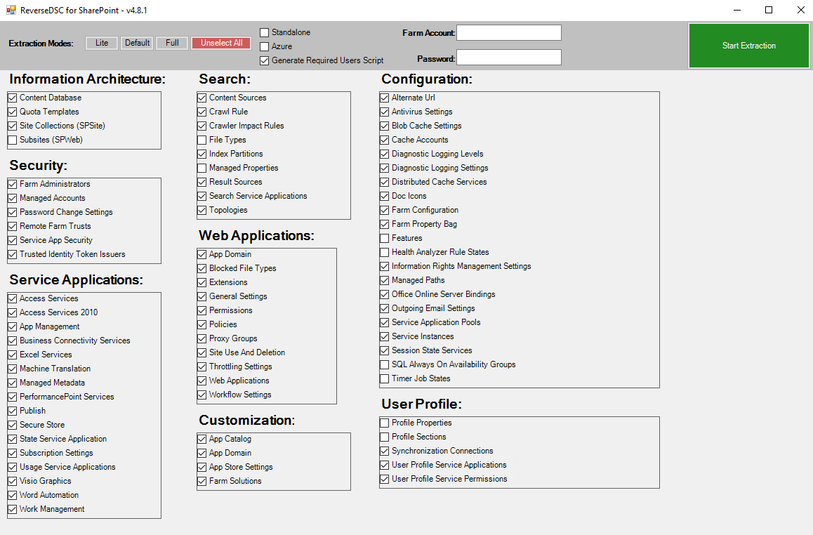 Export GUI