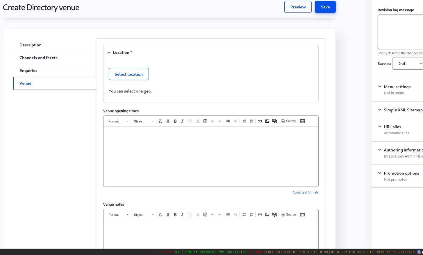 Creating an area