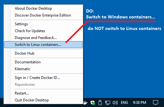 Switch to Windows containers done