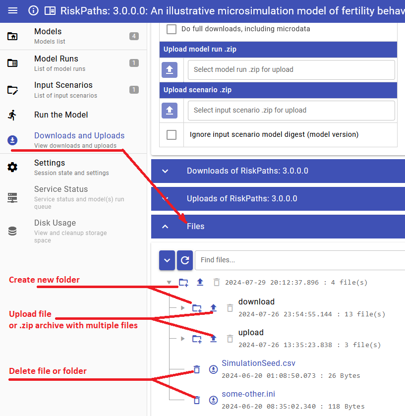 OpenM++ UI: upload, download and manage user files