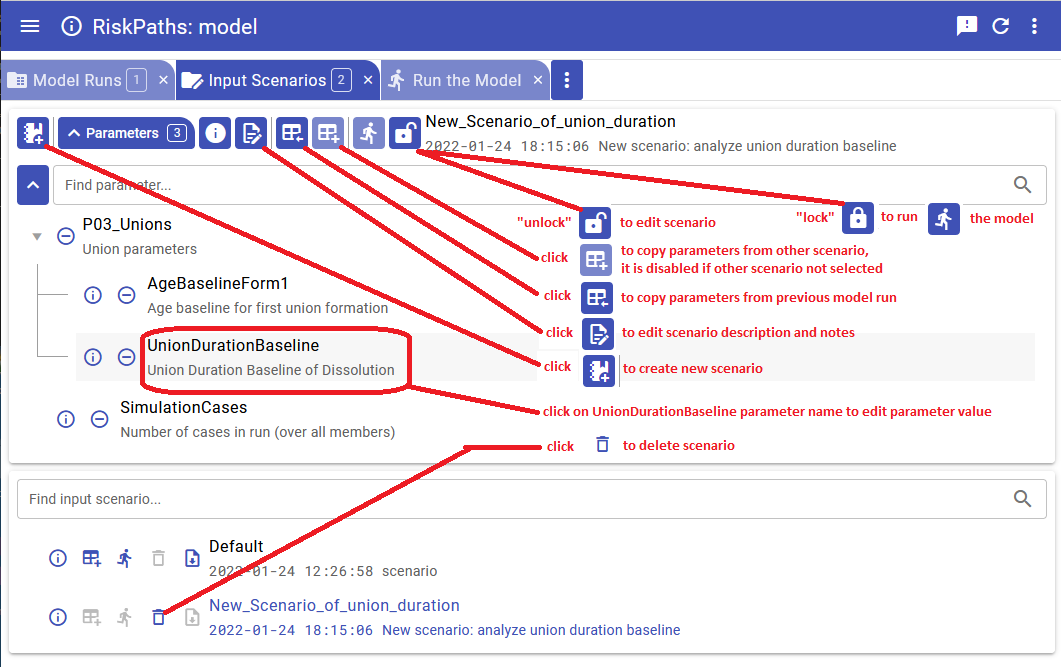 OpenM++ UI: Create new scenario or edit existing scenario