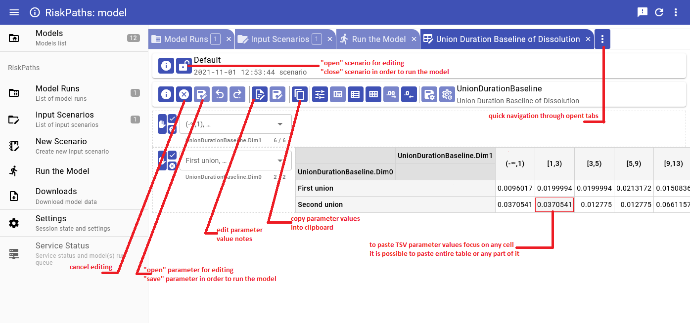 OpenM++ UI: edit parameter