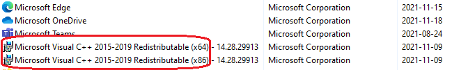 Microsoft Visual C++ Redistributable runtime