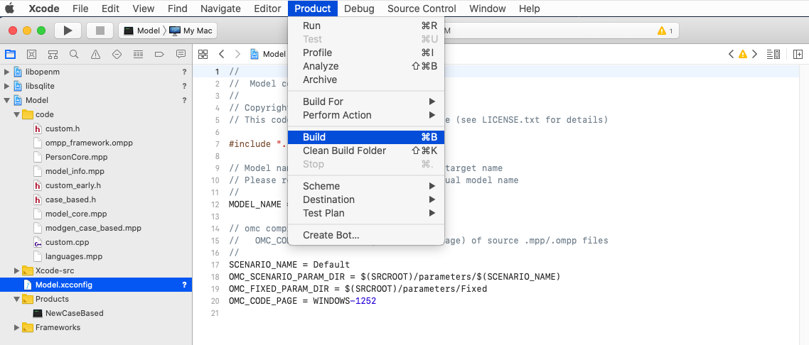 Build model by Xcode