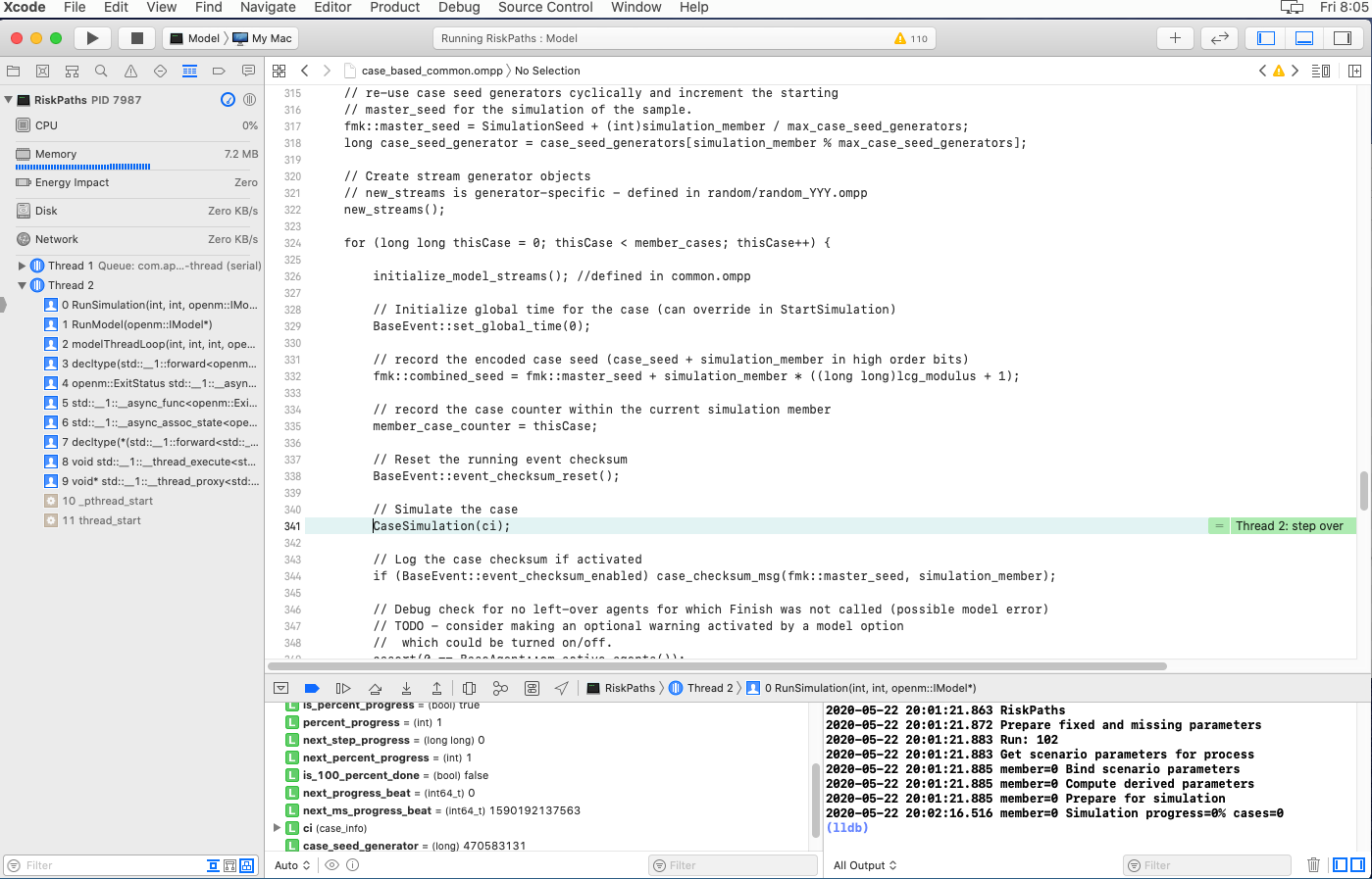 Debug model using Xcode