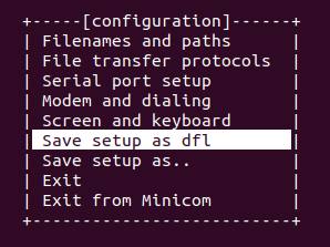 save minicom configuration